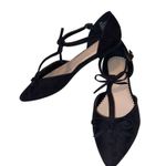 Venus Faux Suede Pointed Toe Flats Bow Shoes Ankle Straps Formal Black Size 8.5 Photo 1