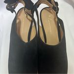 Anthropologie Women’s Black Suede Wedge Sandal Size 10 Bows Wood Heel NEW Photo 4