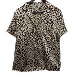 Victoria's Secret Womens S Leopard Satin Pajama Top Button Front Short Sleeve Photo 0