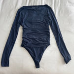 Abercrombie & Fitch  Blue Long Sleeve Ruched Bodysuit Women’s Size S Photo 0
