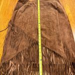 Pamela McCoy Brown Asymmetrical Midi Pencil Skirt leather size medium fringe Photo 7