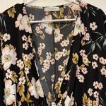 Jon & anna  Contemporary Black Floral Crop Blouse Deep V-Neck Size XL EUC #7769 Photo 2