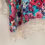 Umgee  Floral Lace Trim Open Front Kimono Cardigan Women’s Size XL Boho Photo 3