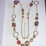 Elegant Gold Tone Multicolor Animal Print Beaded Boho Necklace Red Photo 3