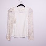 See By Chloe Powder White Butterfly Floral Flower Long Sleeve Cotton Tee Shirt Photo 0