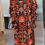 Farm Rio 💕💕 Nature Beauty Red Scarf Backless Midi Dress ~ Large L NWT Photo 0