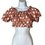 ZARA  Linen Blend Polka Dot Crop Top Size Small Photo 0