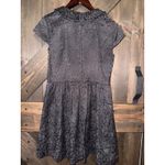 Kensie  Dress M Black Brocade Print Embellished Beaded Collar Cap‎ Sleeve Photo 4