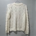 Gap Pointelle Crew Ivory Frost Cut Out Sweater Size XS Balloon Sleeve Off White Photo 6
