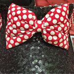 Disney Parks Women’s Black Sequin Visor with Red Polka Dot Bow Photo 10