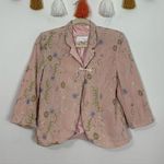 Soft Surroundings Silk Floral Embroidered Pink Blazer Size XS Photo 0