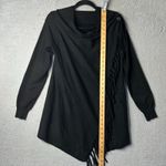 Womens Shawl Sweater S Black Long Sleeve Fringe‎ Cowl Neck Wrap Sweater Photo 5