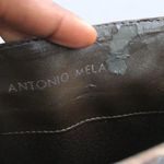 Antonio Melani Brown Real leather riding equestrian mid calf knee high boots heels wedges gold accents Photo 4