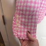 CROWN & IVY Pink Gingham Ruffle Blazer Linen Blend Size 12 Photo 7