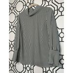 Chico's  Ladies Casual Career Office Wear Black/White Stripe Collar Blouse Size 0 Photo 2