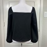 Madewell  Classic Black Crepe Square Neck Line Puff Long Sleeve Top Size Small Photo 4