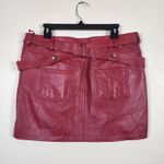 Thalia Sodi Vtg  Y2K Cherry Red Genuine Leather Mini Skirt 13/14 Biker Grunge Photo 1
