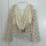 Nasty Gal New Size 14 Cream Dotted Long Sleeve Off Shoulder Cropped Blouse Photo 3