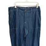 Seven7 Wide Leg Striped Denim Pants Women Size 14 Blue White Cropped Nautical Photo 1