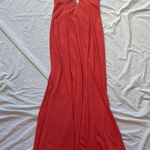 Niki by Niki Livas coral orange formal maxi dress gown with Yellow Gold Beads Size 8 Photo 1