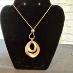Gold Waterdrop Brushed Pendant on a Gold Rope Chain Photo 2