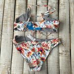 Cupshe  Reversible Floral and Striped Bikini Set Swimsuit Size M New NWT Photo 4