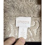 Chico's  3 US XL Open Cardigan Knit Taupe Lace Back‎ Shawl Neck Preppy Travel Boho Photo 2