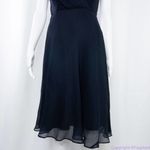 J.Crew  100%‎ silk asymmetric hem V neck navy blue midi dress, size 2 Photo 4