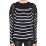T Alexander Wang Side Sheer Panels Striped Lightweight Long Sleeve Sweater Blue Size M Photo 3