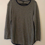 Eileen Fisher  Navy White Striped Long Sleeve Cotton Linen Women's size Medium Photo 0