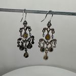 Vintage Chandelier Earrings Silver Tone Green Blue‎ Dangle Drop Women's Jewelry Photo 4