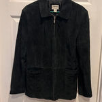 st. john's bay  Womens Washable Suede Leather Black Jacket Full Zip XL Pockets Photo 0