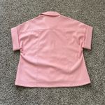 Alice + Olivia  light pink faux leather short sleeve button front top size XS Photo 8