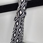 DKNY Ladies Swimsuit in Bandeau Maillot Black White Geo, Sz L, Front Shirring Photo 6