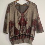 Live and let live  3/4 sleeve Women’s Blouse Top Size Medium Boho Photo 0