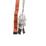 Vintage Silver Tone Flowers & Tassels Necklace Jewelry Waterfall Pendant Photo 4