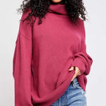 Free People Softly Structured Knit Tunic Turtleneck Sweater Oversized Berry XS Photo 0