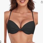 Relleciga  BLK Push Up Bikini Top Twist Front Underwire Bathing Suit EUC XL #1254 Photo 0