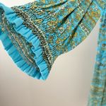 Natural Life Dara V-Neck Boho Floral Long Sleeve Mini Dress Turquoise Size XL Photo 5