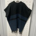 Loft Black & Navy Fringe Wrap/Poncho Photo 2