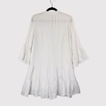 Faherty Dress White Mini Gauze Kasey V Neck Tiered Flared Coastal Cowgirl Medium Photo 2