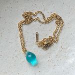 Handmade Czech glass & gold stainless dainty necklace💚 Photo 2