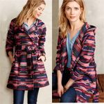 Tabitha Anthropologie Hooded Belted Aztec Print Pink Knit‎ Cardigan Jacket Small Photo 1