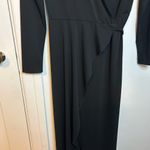 Nicole Miller  Atelier Black Long Sleeve Ruffle Wrap Dress Photo 5