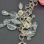 Chunky Chain 3" Large Key Pendant Necklace Dangle Crystal Beads Front Clasp 25" Silver Photo 4