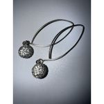 Sterling Silver 925 White Rhinestone Drop Ball Disco Threader Earrings Swarovski Photo 1