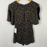 Free People NWT Meet Virginia Split Sleeve Printed Black Combo Romper Photo 1