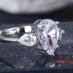 Elegant Promise Ring Inlaid Shining Evening Party Silver Ring Photo 2