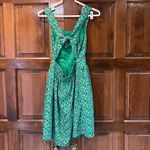 Tulle Green Sun Dress Keyhole Tie Back Floral Cruise Ready Size Small Photo 1