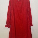 Roolee Women’s Red Midi Dress Floral Detail NWT Sz M Polyester Shift Style Photo 5